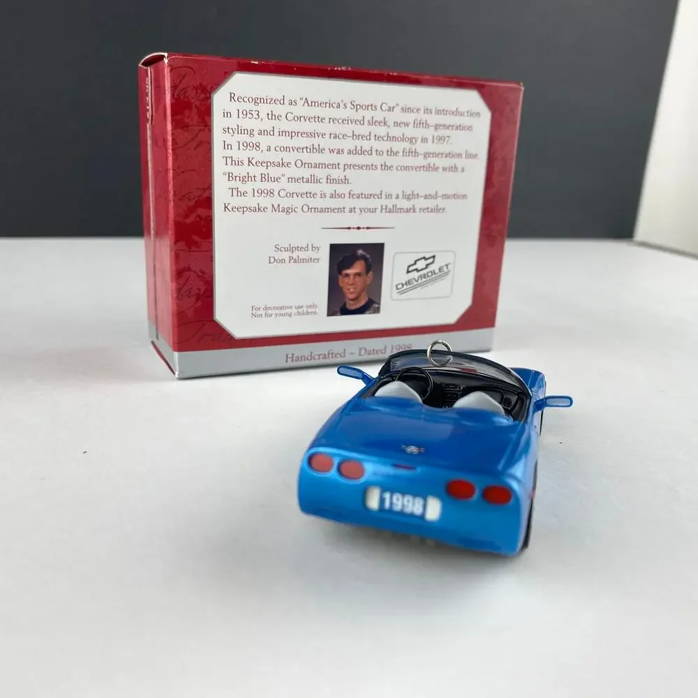 Vintage 1998 Hallmark Corvette Convertible Bright Blue Keepsake Ornament Box